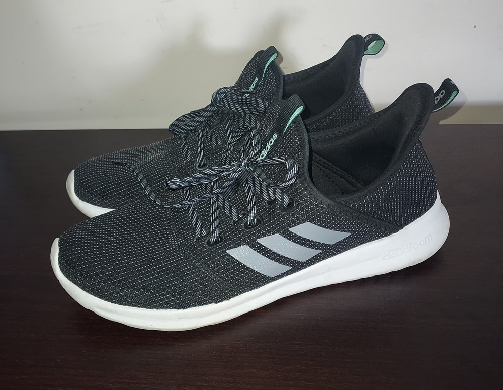 Adidas Women's Sneakers 10M Cloudfoam Pure Running Lace Up Athletic Black Gray